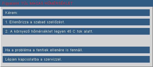 Függelékek OSD üzenetek Hőmérséklet-figyelmeztetés: A ventilátor meghibásodott: Lámpa-figyelmeztetés: Nem megjeleníthető
