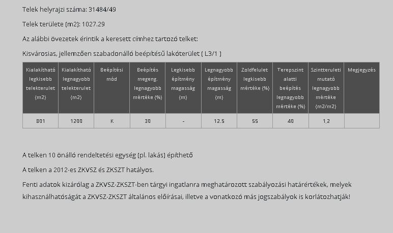 i L3/1: Kisvárosias, jellemzően szabadonálló beépítésű lakóterület (1) Az építési övezet telkein