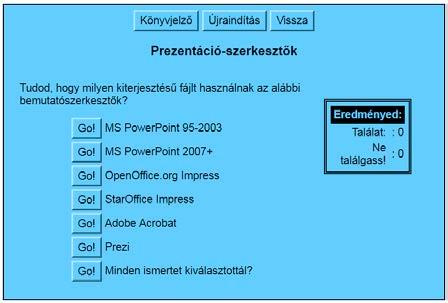 : 15. ábra. A teszt eredménylapja. V.
