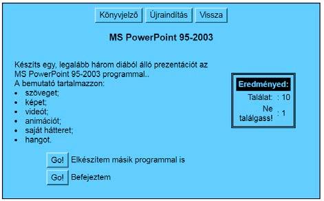 ábra): A vizsgateszt negyedik feladata az elkészített bemutatók megosztása a kiválasztott