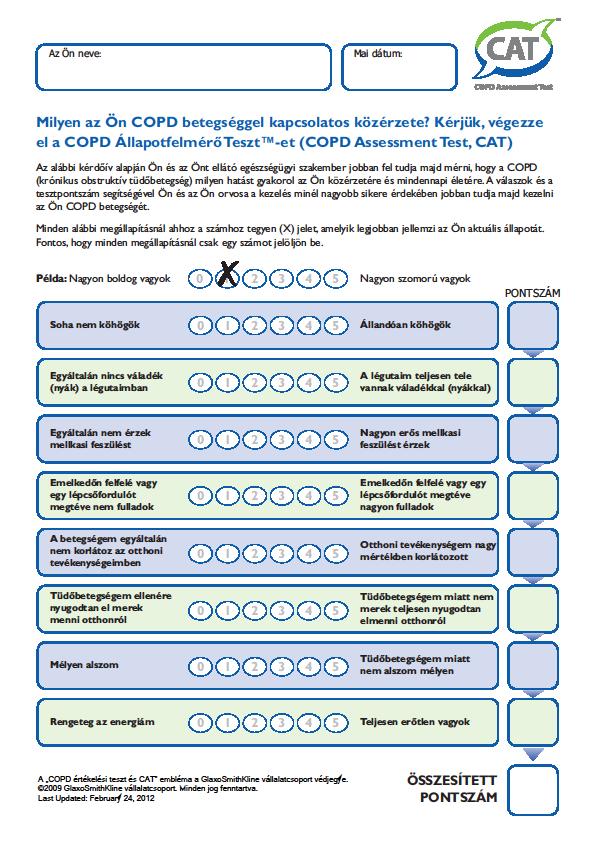 III. Az állapotfelméréshez alkalmazható a COPD