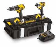 18 V-os akkumulátor Töltő DS150 tároló DCH253 SDS-Plus fúrókalapács DCG412 sarokcsiszoló 2x 4,0 Ah-s