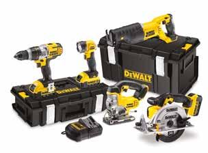 tárolórendszer DS300 Tough System tárolórendszer DCD985 ütvefúró-csavarozó DCS391 körfűrész DCS380 kardfűrész DCL040 LED lámpa