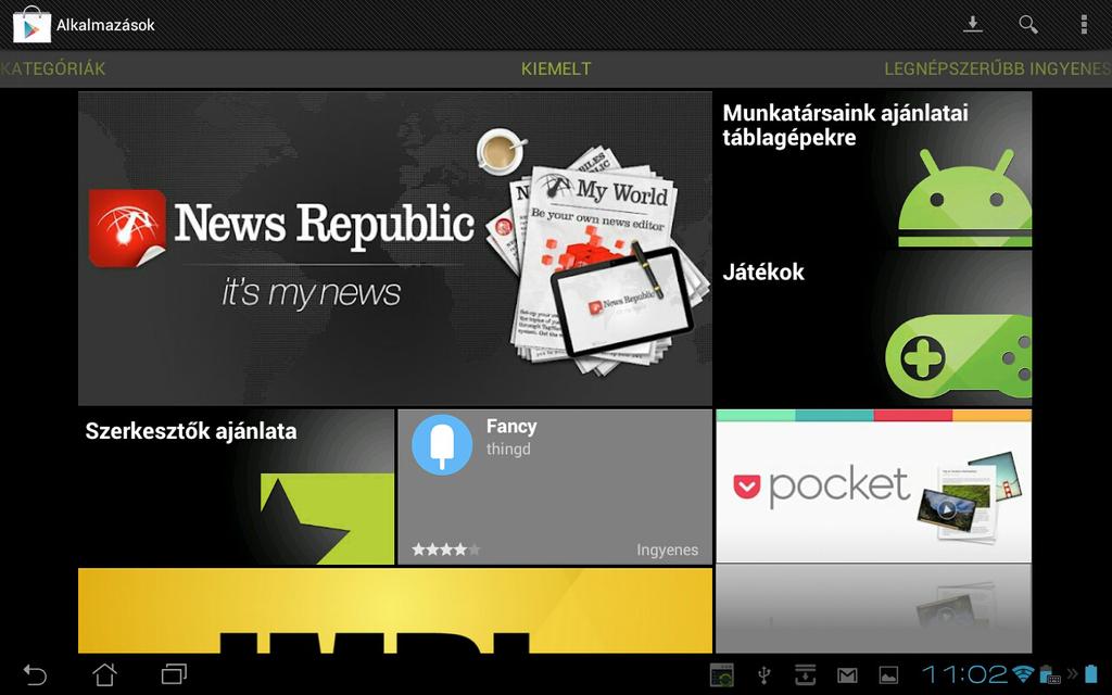 5. Most már letölthet és telepíthet alkalmazásokat a Play Store oldalról. Vannak ingyenes alkalmazások, és vannak fizetős alkalmazások, melyeket hitelkártyával vásárolhat meg.