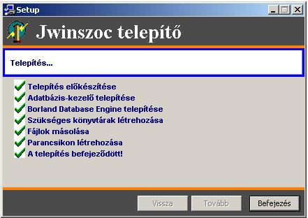 8. A munkaállomásokon történő első indításkor a program bekéri a használandó adatbázis elérési útvonalát. Nem szabad munkaállomás esetén a felajánlott útvonalat módosítás nélkül elfogadni!