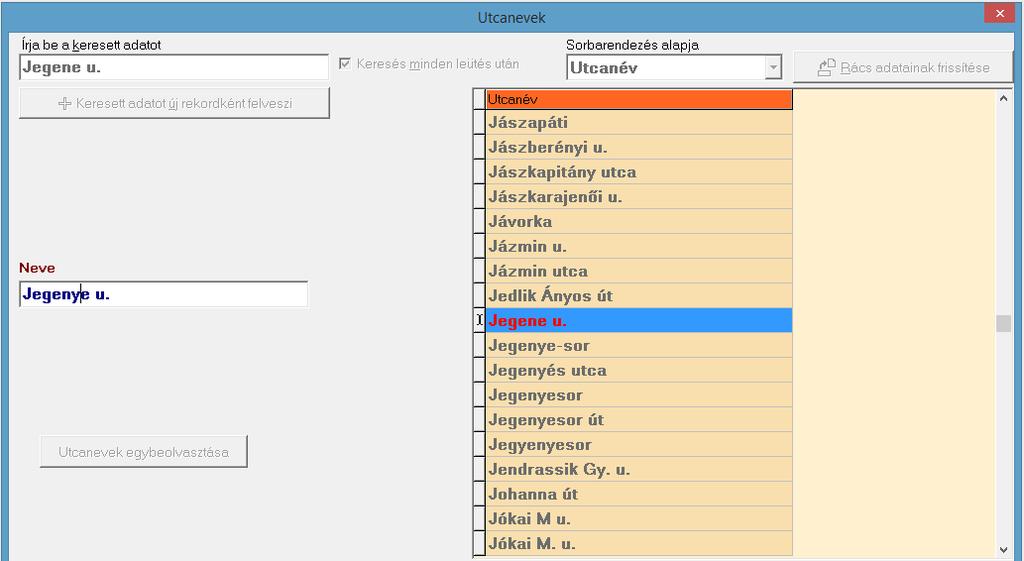 7. Segédállományok A program Segédállományok menüpontjában négy segédállomány érhető el.