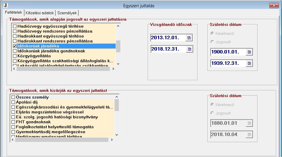 15.3. Lista fül A Lista fülön, a felső, zöld hátterű Juttatásban részesülők mezőben látható azok a személyek, akik a Feltételek fülön beállított szempontoknak megfelelnek.