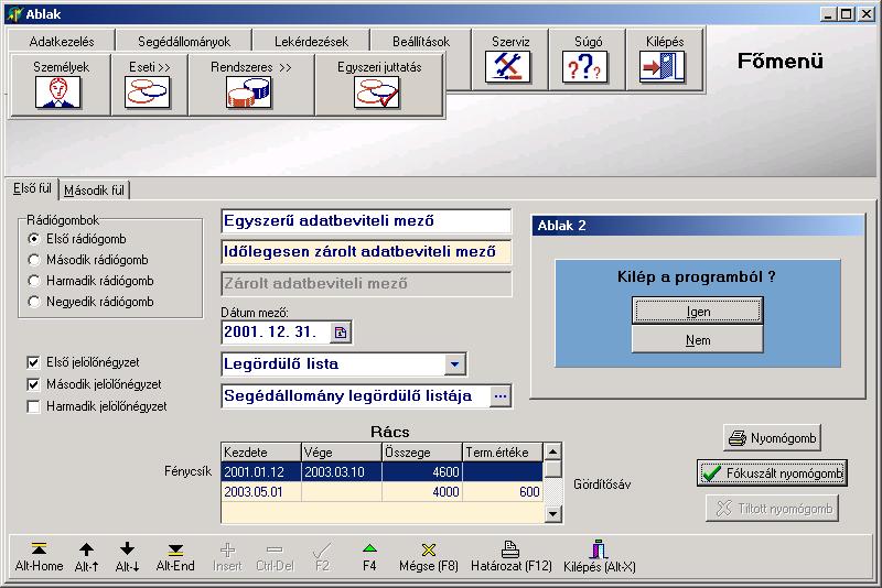 2.2.1. Csak a program által felajánlott értékekkel kitölthető mezők Ilyenek például a Személyek menüpont Személyes Adatok fülén a Státusza, a Neme, a Családi állapot mezők.