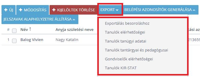 KRÉTA Statisztikák Köznevelési intézmények Dokumentumok Naplók; Órarendek; Tanulók; Pedagógusok; Termek; Statisztikák; Értesítők, törzslap, bizonyítvány; Igazolások, mulasztási értesítők; Tanügyi