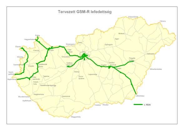 935 km vasúti hálózat lefedése 122 bázisállomás 1 új központ épület 2 db MSC 2 db BSC 1 db NOC ~1300 km