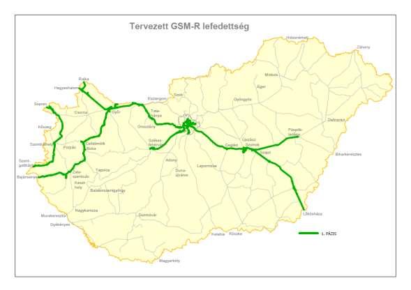 935 km vasúti hálózat lefedése 122 bázisállomás 1 új központ épület 2 db MSC 2 db BSC 1 db NOC ~1300 km