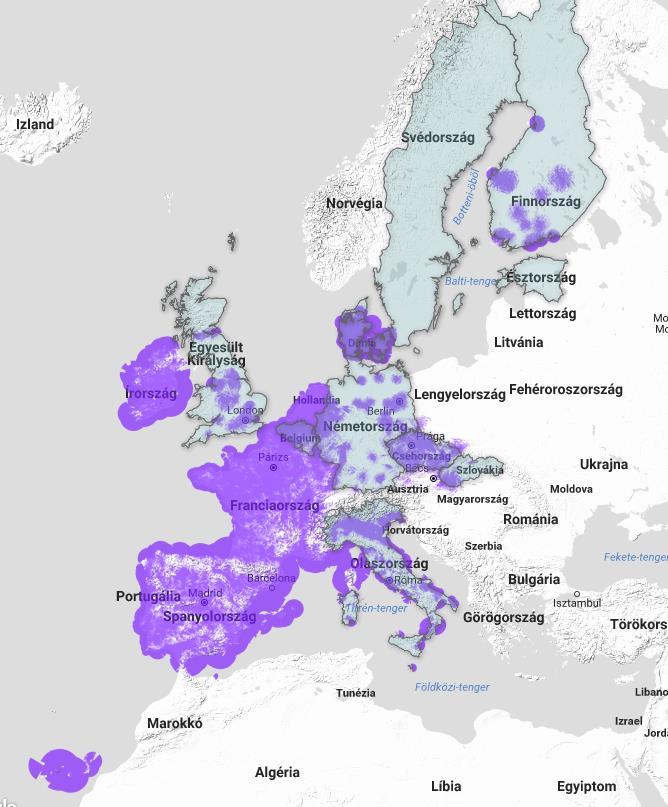 SIGFOX lefedettség https://www.sigfox.com/en/coverage 2017.