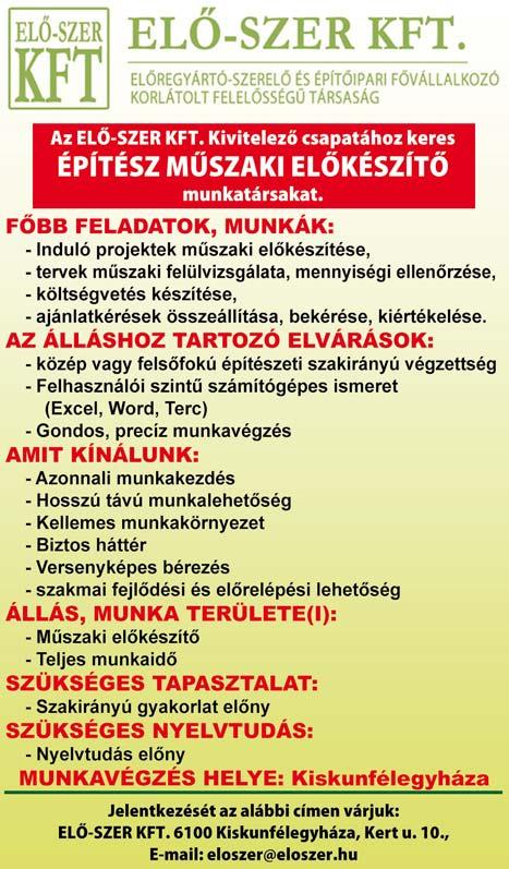 com; +36 20 239 9441 EGY műszakos munkarendbe könnyű fizikai munkára kolléganőket és varrónőket keresünk Kecskeméten.