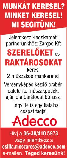 Feltétel: önálló munkavégzés, jogosítvány. Jelentkezni: sandor.mobilszerviz@ gmail.