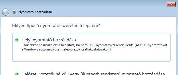 A nyomtató hozzáadása során válasszuk a