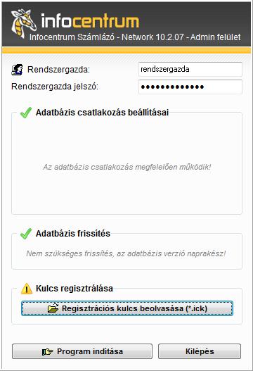 Kulcs regisztrálása A hálózatos program működéséhez mindenképpen szükség van egy érvényes regisztrációs kulcsra.