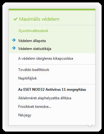 4.5.4 Programmenü A legfontosabb beállítási lehetőségek és funkciók a rendszertálca ikonjára a jobb gombbal kattintva érhetők el.
