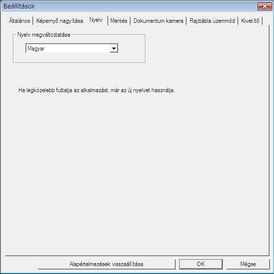 Prncssáv funkciók 23 Nyelv lp (csk Windows esetén) Mentés lp Nyelv megváltozttás