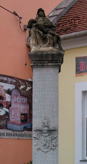 Oszlopos Pieta az elítéltek oszlopa (Tímár u.) 1653 letve annak összetételérõl és tevékenységérõl az elsõ hiteles okmány az 1581.
