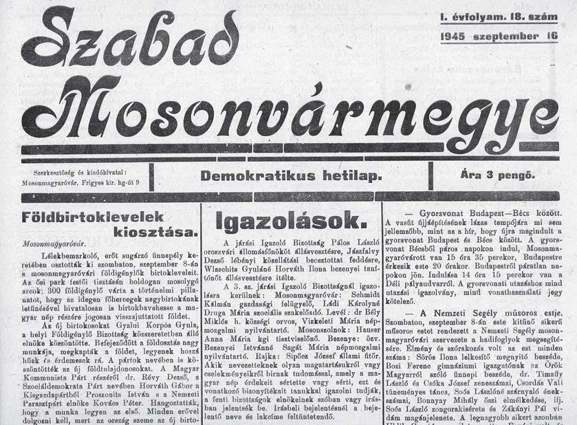 Iskoláink és állami kezelésbe vételük Az elsõ tanévet egy hattagú elemi iskolai gondnokság szervezte, amelyet a helyi egyházak és a szakszervezetek kijelölt tagjai alkottak.