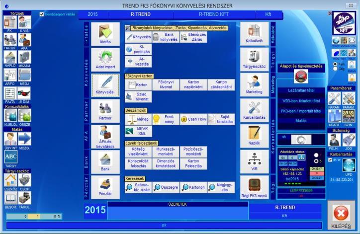 TREND FK3 főkönyvi könyvelési rendszer főbb funkciói A rendszer főbb funkciói: Kettős könyvelés (nettó, bruttó rögzítési lehetőséggel). Költségviselőnkénti könyvelés.