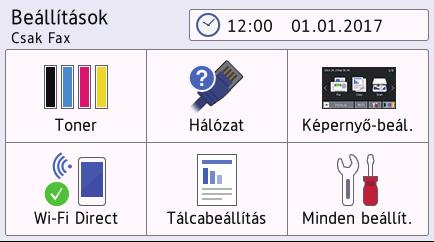 Kezdőlap > A Brother készülék bemutatása > A beállítási képernyő áttekintése A beállítási képernyő áttekintése Kapcsolódó modellek: DCP-L8410CDW/MFC-L8690CDW Nyomja meg a gombot a készülék aktuális