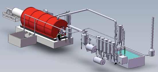 I.6.22. ábra: Kis hőmérsékletű pirolízis technológia térbeli nézete (Environ-Energie Kft.) A pirolízis a hulladékok feldolgozásának első szakasza.