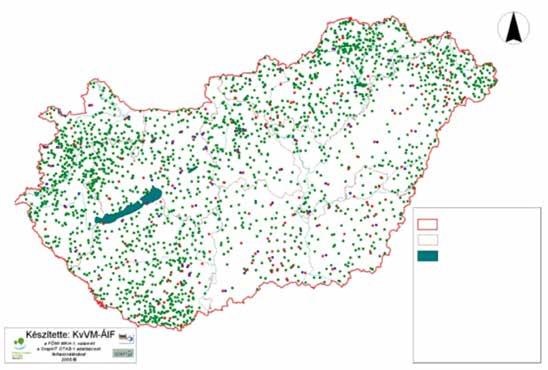 Országhatár Régióhatár Főbb felszíni vizek 2009 után működő hulladéklerakó 2005-ben működő hulladéklerakó Összes rekultiválandó hulladéklerakó (kivéve ISPA) I.2.4.