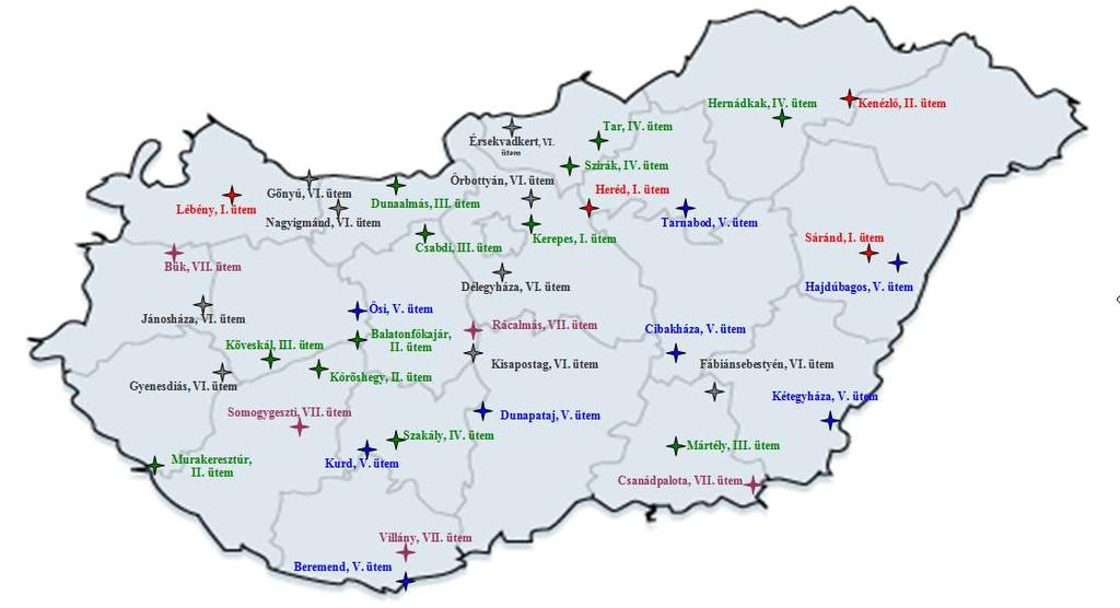 Az ellenőrzések alá vont települések I. (2012-es ellenőrzési program alapján 38 önkormányzat) Az ellenőrzött települések típusa: 24 község, 10 nagyközség és 4 város.