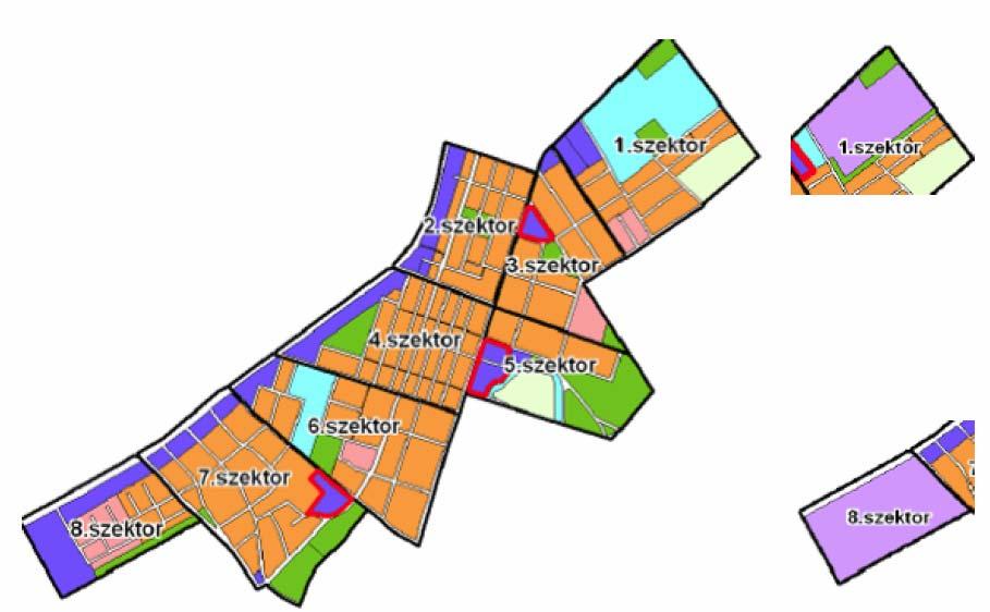 Kivonat a Csepel-Háros, Kerületi Szabályozási Terv Területfelhasználási javaslatból Az 1-es számú szektor területén két lehetőség javasolt: A) Az egyik, hogy a jelenlegi használatnak megfelelően