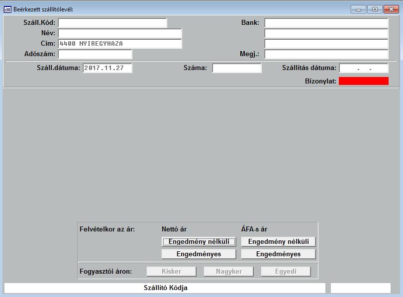 Mivel a program képes arra, hogy a beérkezéskor azonnal újrakalkulálja a kezelő az eladási árat, ezért a számolás korrekt elvégzése miatt szüksége van arra, hogy az ár engedményes, vagy engedmény