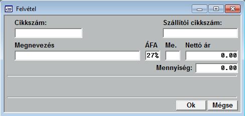 Cikkszám: A megrendelendő cikk saját kódja. Szállítói cikkszám: Az a kód amivel a szállító azonosítja az árut. A beállítástól függően ez, vagy a saját cikkszám kerül nyomtatásra.