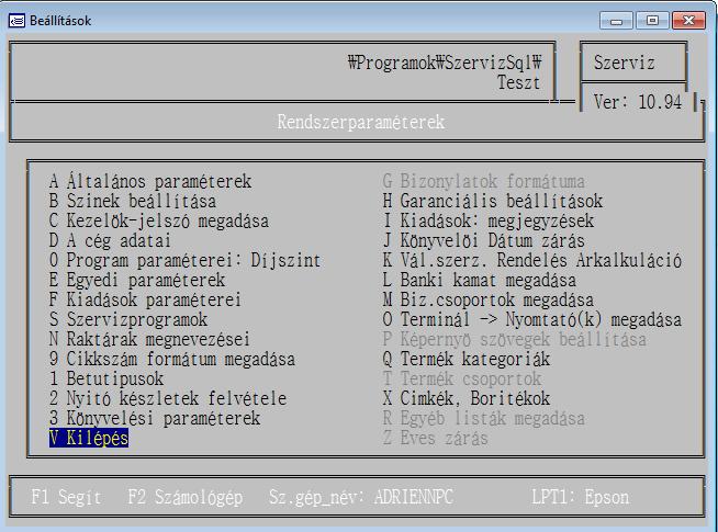 22. Rendszerparaméterek A program működési módját beállítható paraméterek és kapcsolók befolyásolják. Ezeknek a paramétereknek egy részét az üzembe helyezéskor lehet megadni.