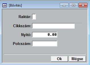 22.11 Nyitó készletek felvétele Feladata a nyitó készletek bevitele, korrigálása a program indulásakor. Azonban ezt a célt sokkal jobban és megbízhatóbban szolgálják a bevételi raktári bizonylatok.