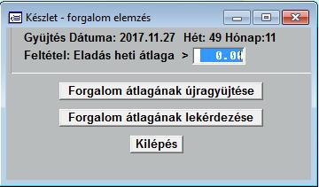A paraméterek beállítása után az Listázás gombbal indíthatja a nyomtatást. 3.21 Készlet - forgalom A megrendelések előkészítéséhez ad segítséget a készlet forgalom elemzése.
