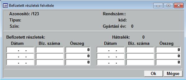 Beszámítás rendszám, összeg: Amennyiben van beszámított gépkocsi, annak rendszáma és összegét lehet itt nyilvántartani. 4.