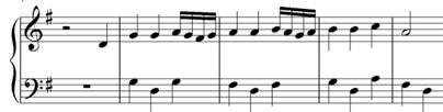JELLEGZETES RITMIKAI ÉS DALLAMFORDULATOK Kíséret-típusok: a) Alberti-basszus (Mozart: Sonata facile K.545) b) Hármashangzat-felbontás (Mozart: Sehnsucht, Dobszay IV. kötet 6. Haydn: Trost, V. 22.