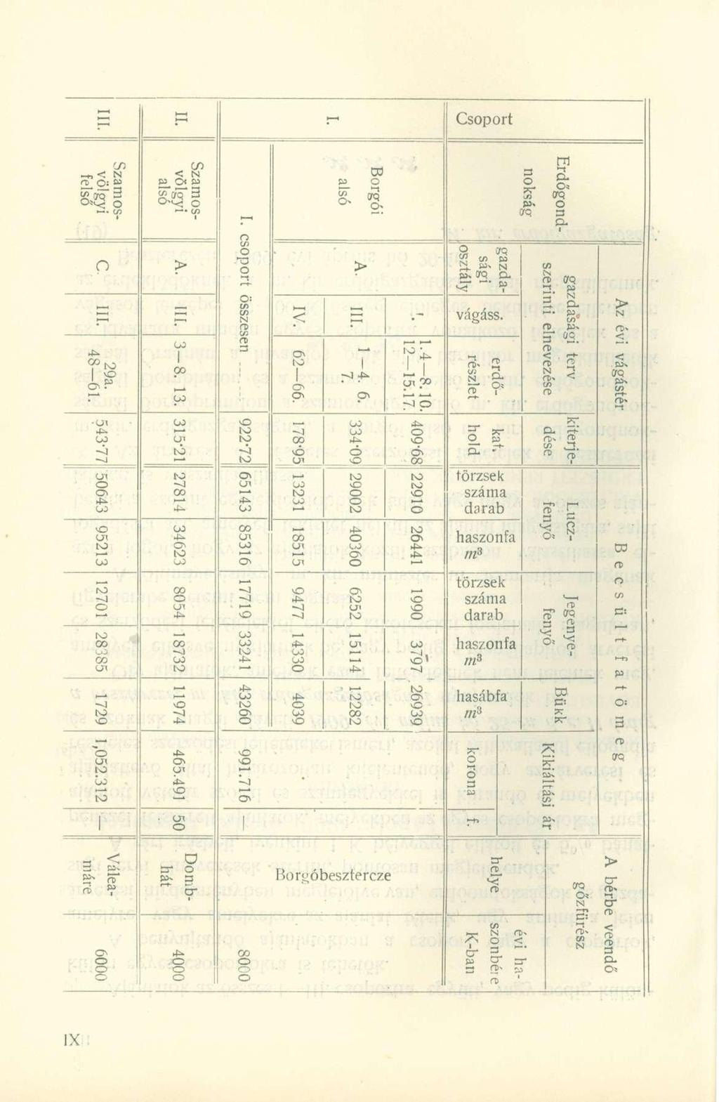s F Csoport Szamosvölgyi felső Szamosvölgyi alsó p > 29a. 48-61. oo 1 p w I. csoport összesen... alsó > Borgói nokság gazdasági osztály < vágass. 62-66. i ~J 4^ 1.4-8.10. 12 15.17.