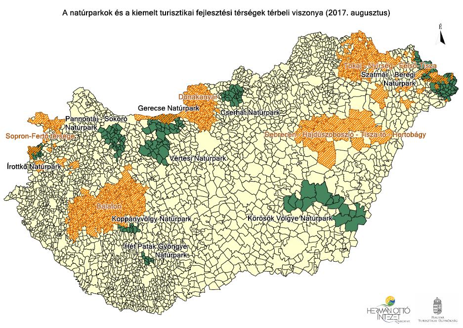 NATÚRPARKOK ÉS A KIEMELT TURISZTIKAI FEJLESZTÉSI TÉRSÉGEK 9 NATÚRPARK 5 KIEMELT TURISZTIKAI FEJLESZTÉSI