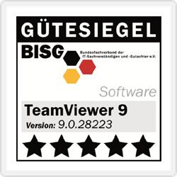 Külső szakértői értékelés Szoftverünk, a TeamViewer ötcsillagos minőség pecsétet kapott (ez a maximális érték) az Informatikai Szakértők és Kritikusok Államszövetségi Szövetségétől (Bundesverband der