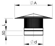 Háromrétegű, szigetelt rozsdamentes acél rendszer (DW25) DN 80-550 mm Takaró rózsa Ød ØD Kód Esővédő (Meidinger tárcsa) Ød ØD Kód Megjegyzés: Meidinger esővédő kapcsolásához EW szorítóbilincs