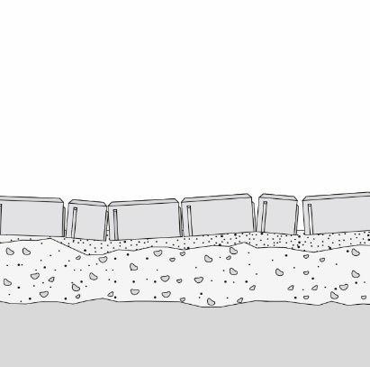TEHERHORDÓ ÉS FAGYVÉDŐ RÉTEG 13. ábra: Nyomvályú kialakulása a túl vastag ágyazat miatt A rétegeket rendkívül gondosan kell kialakítani a lejtésnek megfelelően, tömörítéssel előkészített talajon.