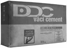 25kg/zsák 1019893 CEMENT II/B-S 42,5N 25kg/zsák 1097229 A beremendi vagy váci CEM II/B-M (V-LL) 32,5 R típusú kompozit-portlandcement építőipari kötőanyagként alkalmas a következő felhasználási