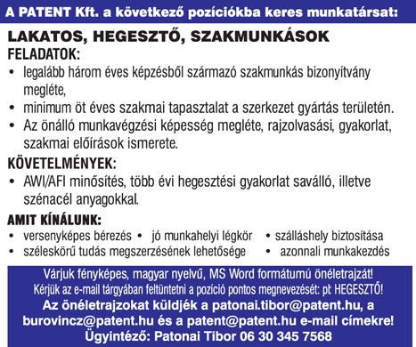 Érdeklődni lehet reggel 6-10-ig és 18-20 óráig: +36 30 322 1602 T Á R S K E R E S É S 48 éves férfi, korban hozzáillő hölgyet keres.