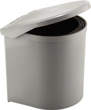 szűrő (egyik konténerben), szürke/inox szín, kivehető stabil konténerek, fedővel, 2 konténer: 24l + 24l szelektív gyűjtési lehetőség,