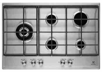 Sütés-főzés Főzőlapok Gázfőzőlap Gázfőzőlap EGH7353SOX Stílusos, 75 cm széles, 5 égős gázfőzőlap, öntöttvas edénytartókkal. Ráadásul biztonságos is!