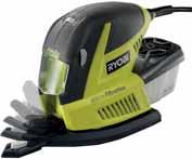 #RyobiToolsEU ryobitools.eu Famegmunkálás RPS8-G 7 W deltacsiszoló ÚJ Kiváló a közepes igénybevételű alkalmazásokhoz, mint a felületkezelés és festékeltávolítás Kompakt 8 W-os motor a max.