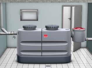 Teljes ürítésű zsírleválasztók Eco-Jet-G - Osztott kivitelű szabadon álló zsírleválasztó polietilén tartállyal ACO termékelőnyök Csak szűk folyosókon keresztül megközelíthető helyiségekbe történő