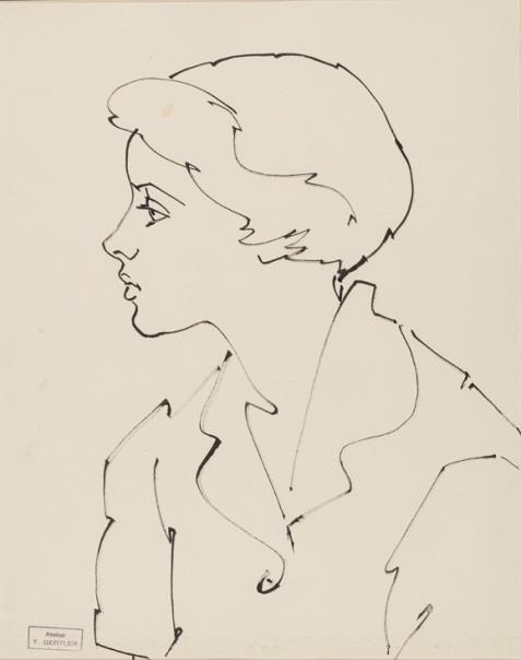 86 Gertler Tibor (Budapest, 1902-Párizs, 1991) Női profil Tus, karton 485 385 mm Jelezve balra