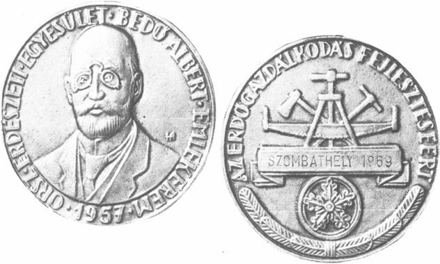 D E E Beelő Albert díj (I.) 79 4-102 E: Középen szemben orresíptetős, szakállas férfiportré, bal válla felett mesterjegy. Körben a szélen ORSZ ERDÉSZETI' EGYESÜLET BEDŐ ALBERT EMLÉKÉREM 1957 felirat.